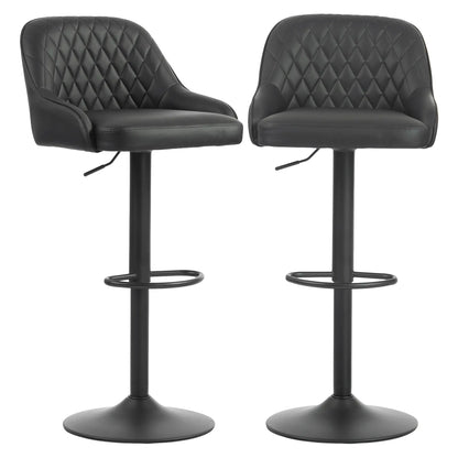 Adjustable Swivel Bar Stools With Backrest, Set Of 2, Black