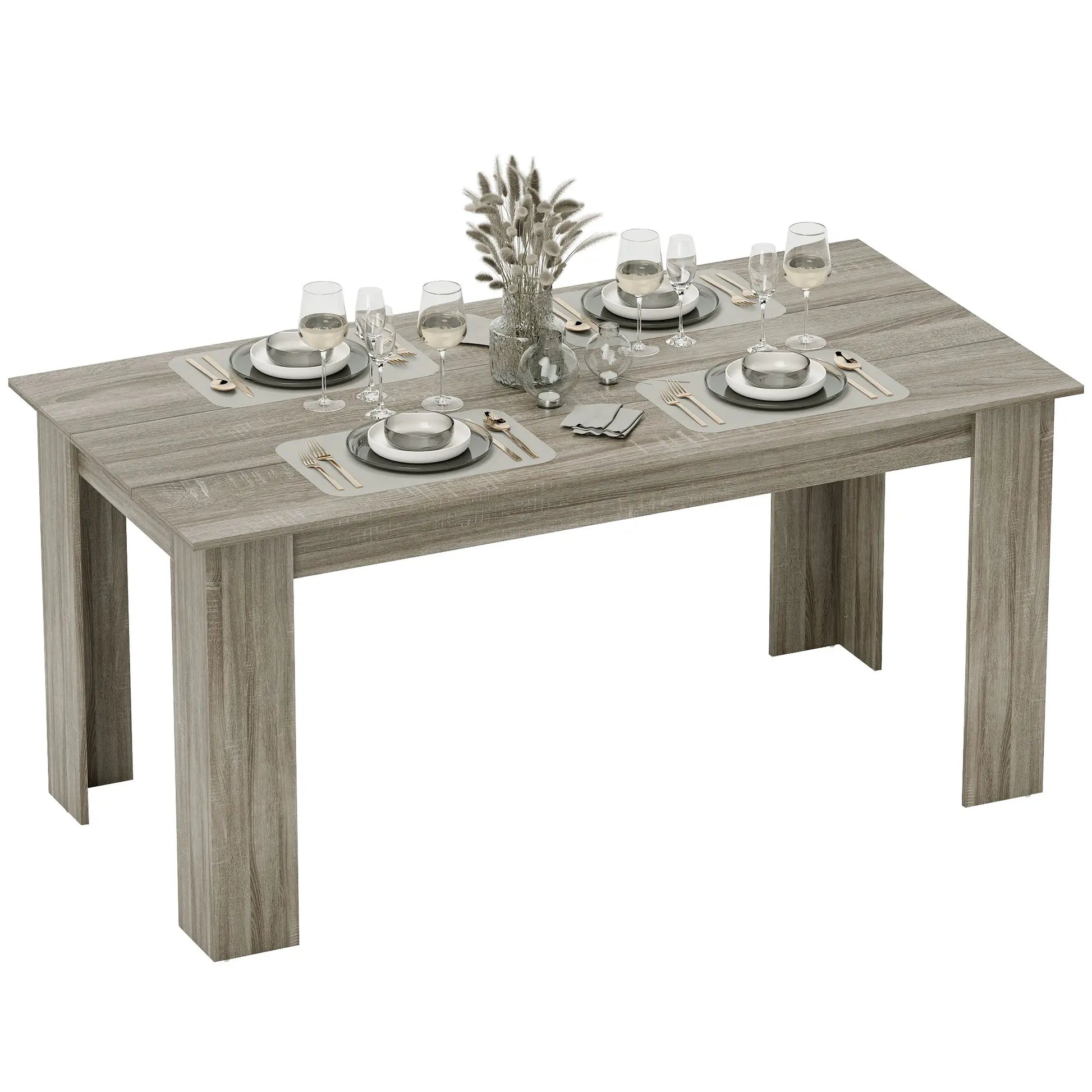 63 Inch Kitchen Table for 4-6 People, Wood Effect Dining Table, Grey Dining Tables at Gallery Canada