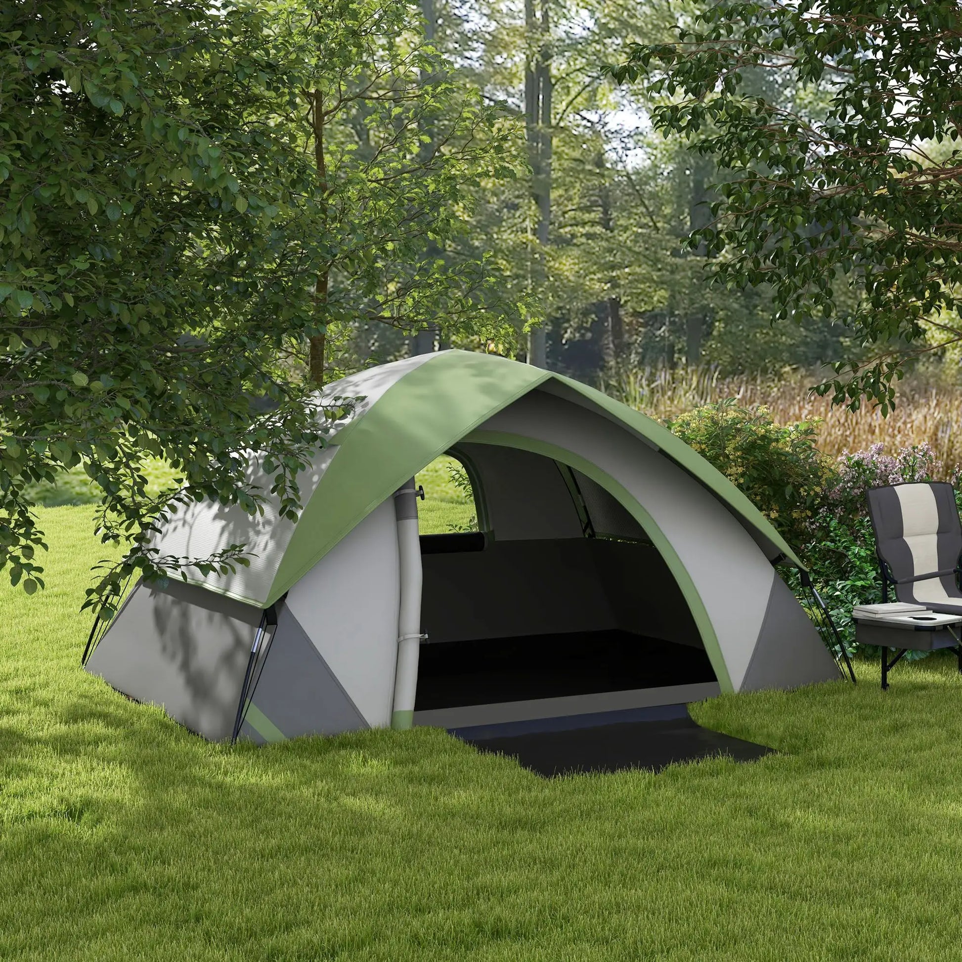 3000mm Waterproof 2 Man Camping Tent, Sewn-in Groundsheet, Carry Bag, Grey Green Camping Tents at Gallery Canada