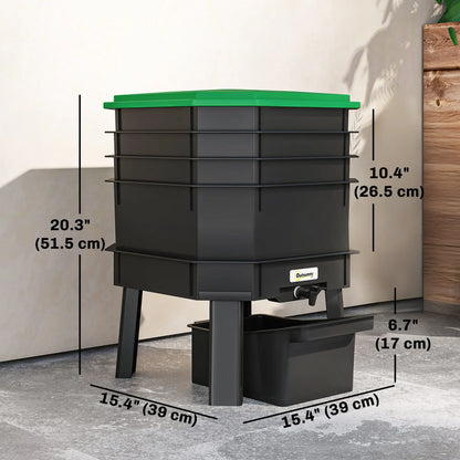 4-Tray Worm Composter Bin, 7.4 Gal, Dark Green Garden Accessories at Gallery Canada