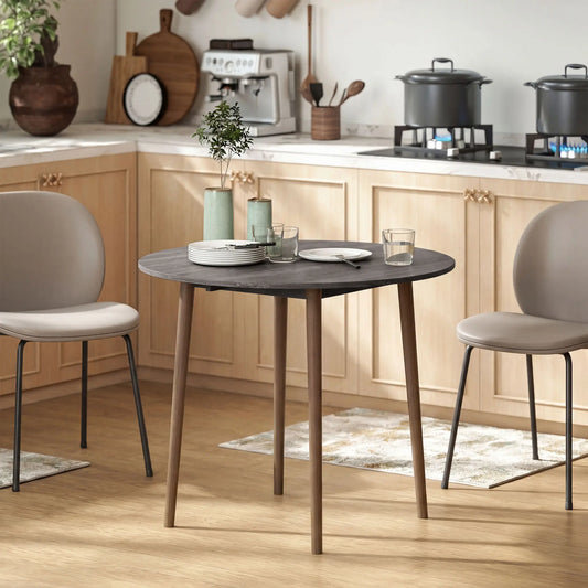 35" Folding Dining Table, Round Drop Leaf, Distressed Light Grey, Light Grey Dining Tables Distressed Light Grey at Gallery Canada