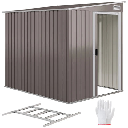 5'x7' Lean To Galvanized Metal Shed, Garden Storage, Light Grey Sheds at Gallery Canada
