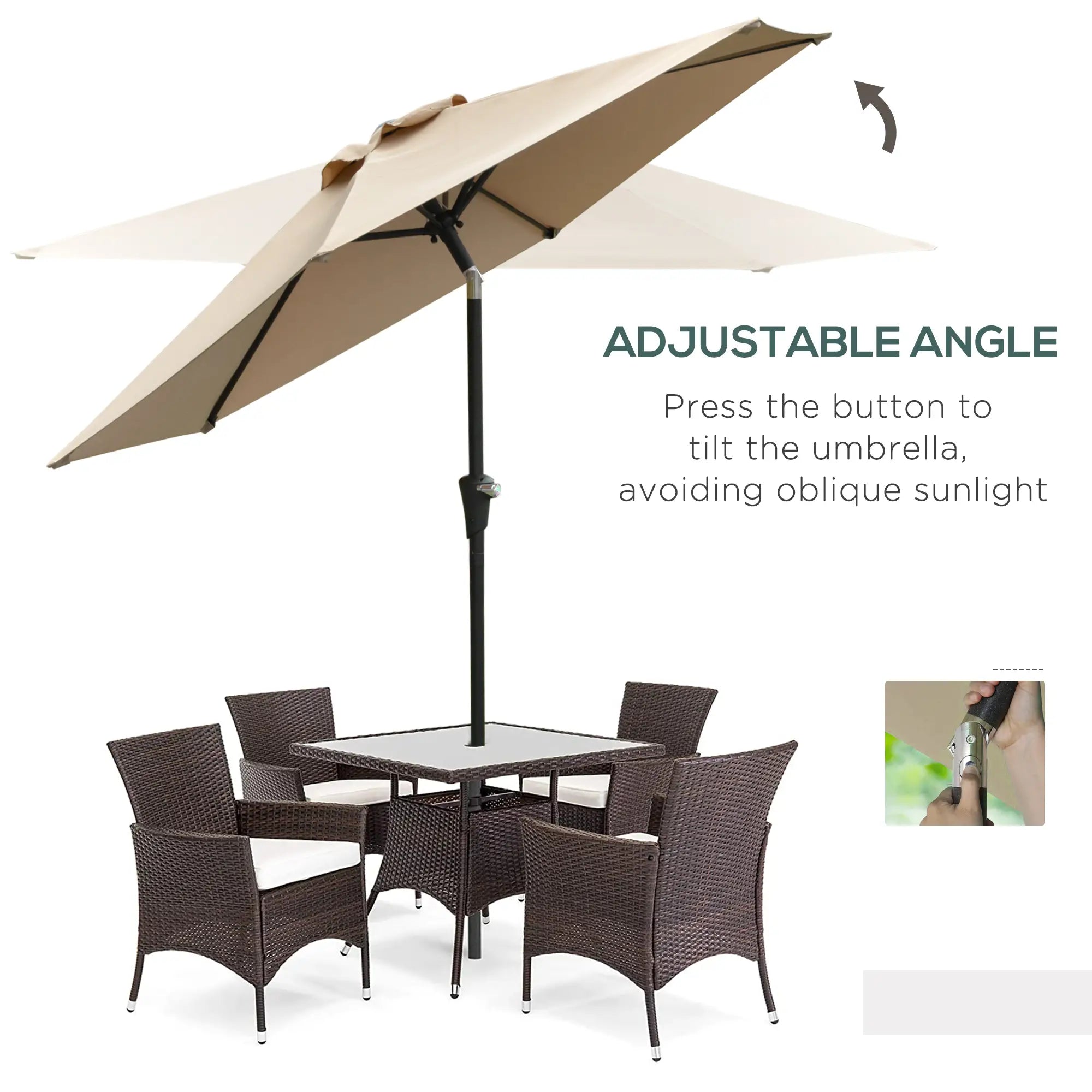 Outdoor Sun Umbrella, 6 Ribs, Khaki Patio Umbrellas at Gallery Canada
