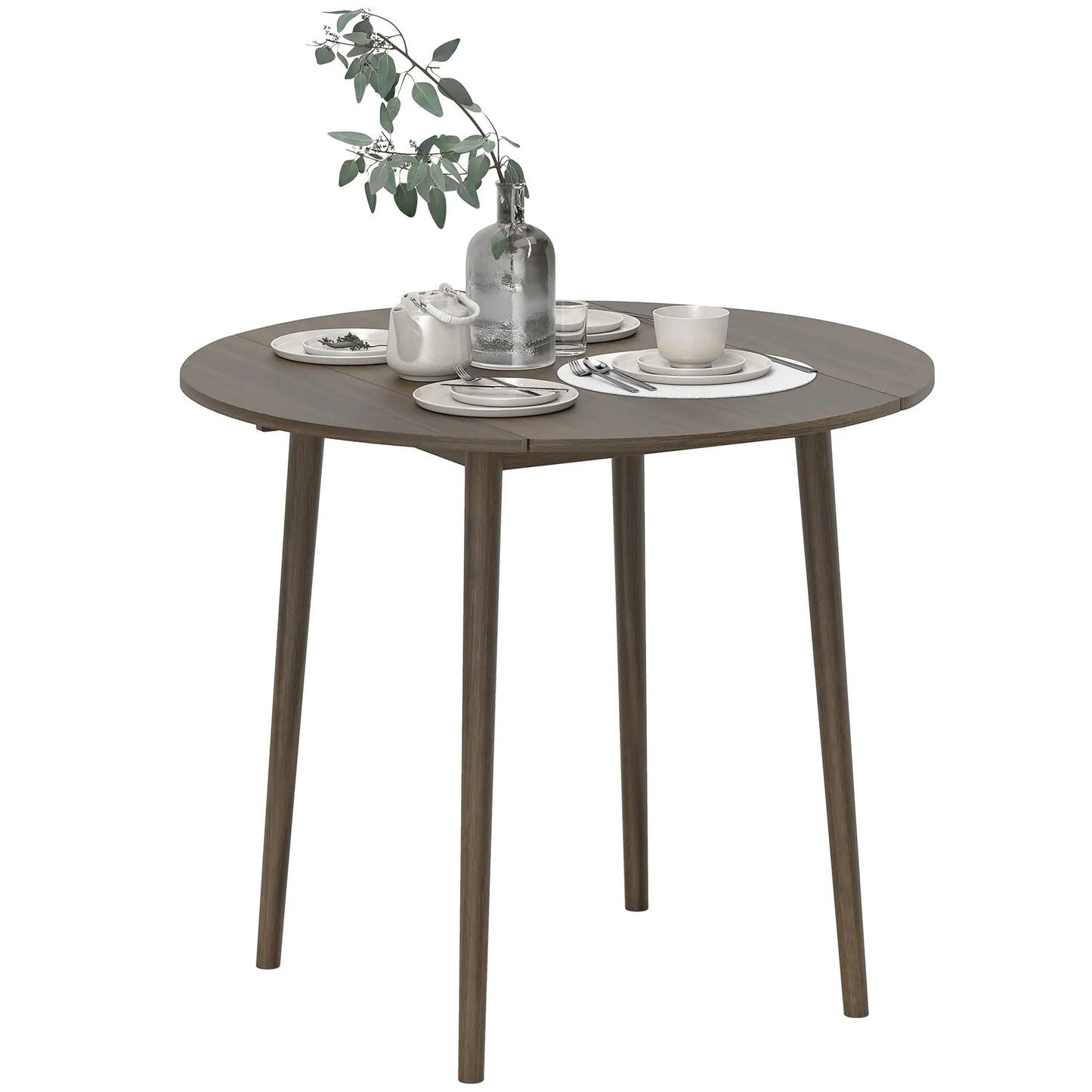Round Folding Dining Table, Drop Leaf Kitchen Table, Distressed Grey, Wood Legs, Grey Bar Tables & Dining Tables Distressed Grey at Gallery Canada
