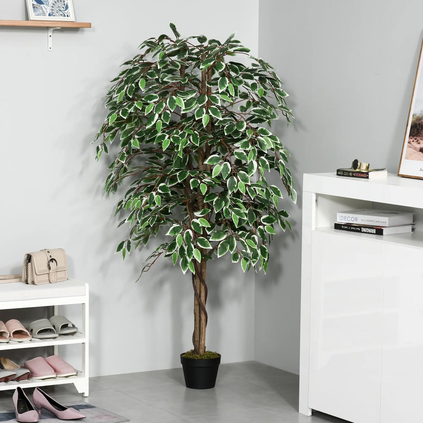 5.3ft Artificial Ficus Tree, Indoor Fake Plant with Pot, Home Office Decor Artificial Trees at Gallery Canada