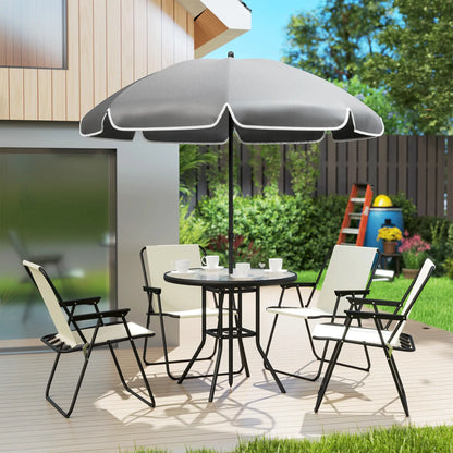 6 Piece Patio Dining Set, Glass Table, Folding Chairs, Cream White Outdoor Dining Sets at Gallery Canada