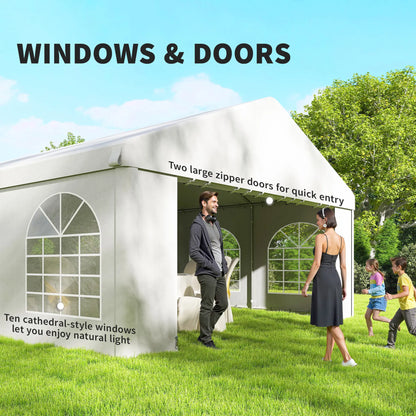 16'x32' Heavy Duty Party Tent, Portable Garage Canopy, White Canopy Tents at Gallery Canada