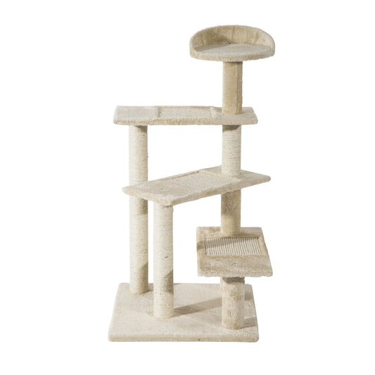 39” Scratching Cat Tree Scratcher Revolving Steps Climbing Tower Post Pets Furniture Beige - Gallery Canada