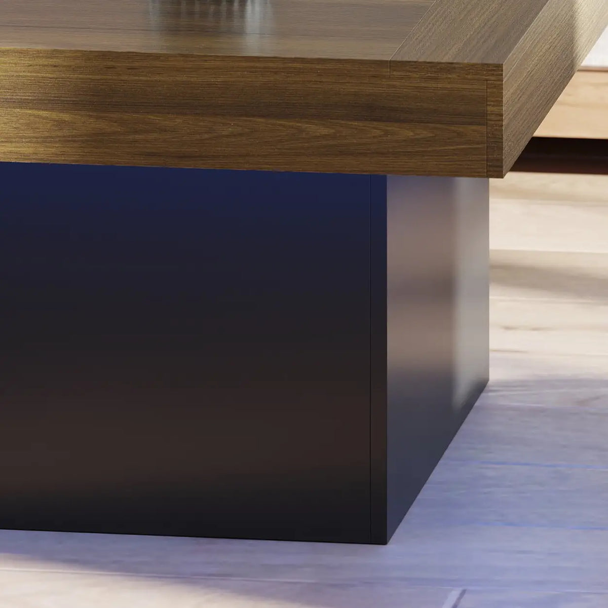 Square Coffee Table with LED Lights, 35-inch, Walnut Coffee Tables at Gallery Canada
