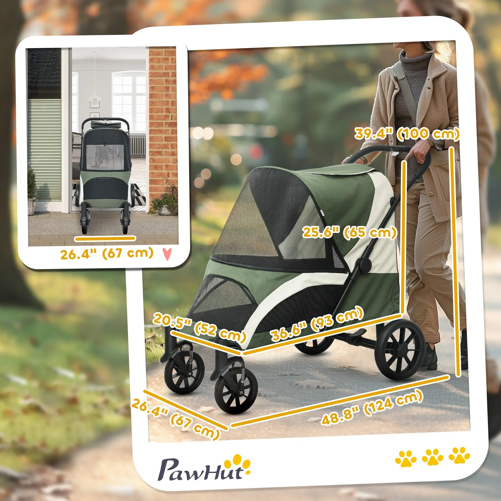 Foldable Pet Stroller, Large Dogs, Four Big Wheels, Dark Green Dog Bike Trailers & Strollers at Gallery Canada