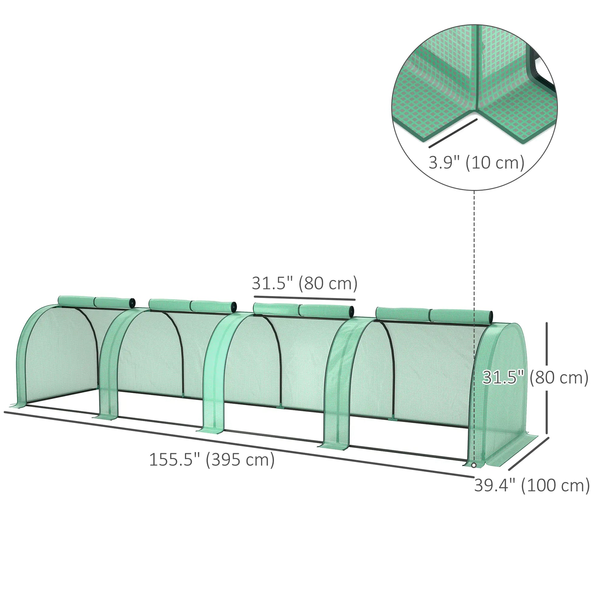13' x 3.3' x 2.6' Mini Tunnel Greenhouse, PE Cover, Steel Frame, Zipped Doors, Green Greenhouses at Gallery Canada