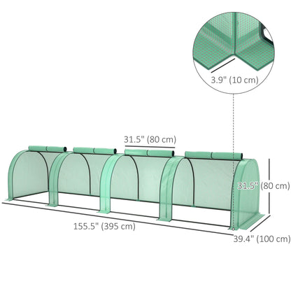 13' x 3.3' x 2.6' Mini Tunnel Greenhouse, PE Cover, Steel Frame, Zipped Doors, Green Greenhouses at Gallery Canada