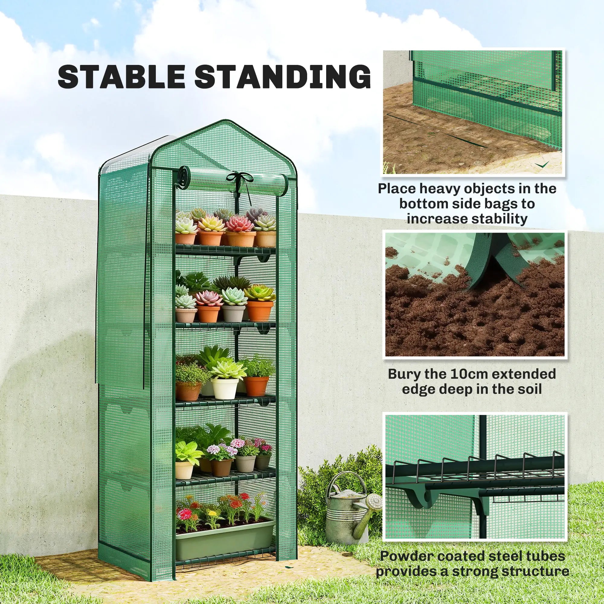 Mini Greenhouse With Screen Roof, 27.6