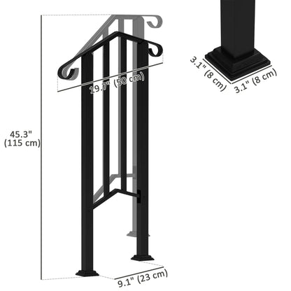Outdoor Step Handrails, Metal Stair Railing, With Installation Kit, Black Garden Decor at Gallery Canada