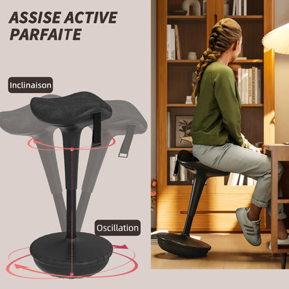 Swivel Standing Desk Chair, Adjustable Ergonomic Stool, Black Office Chairs at Gallery Canada
