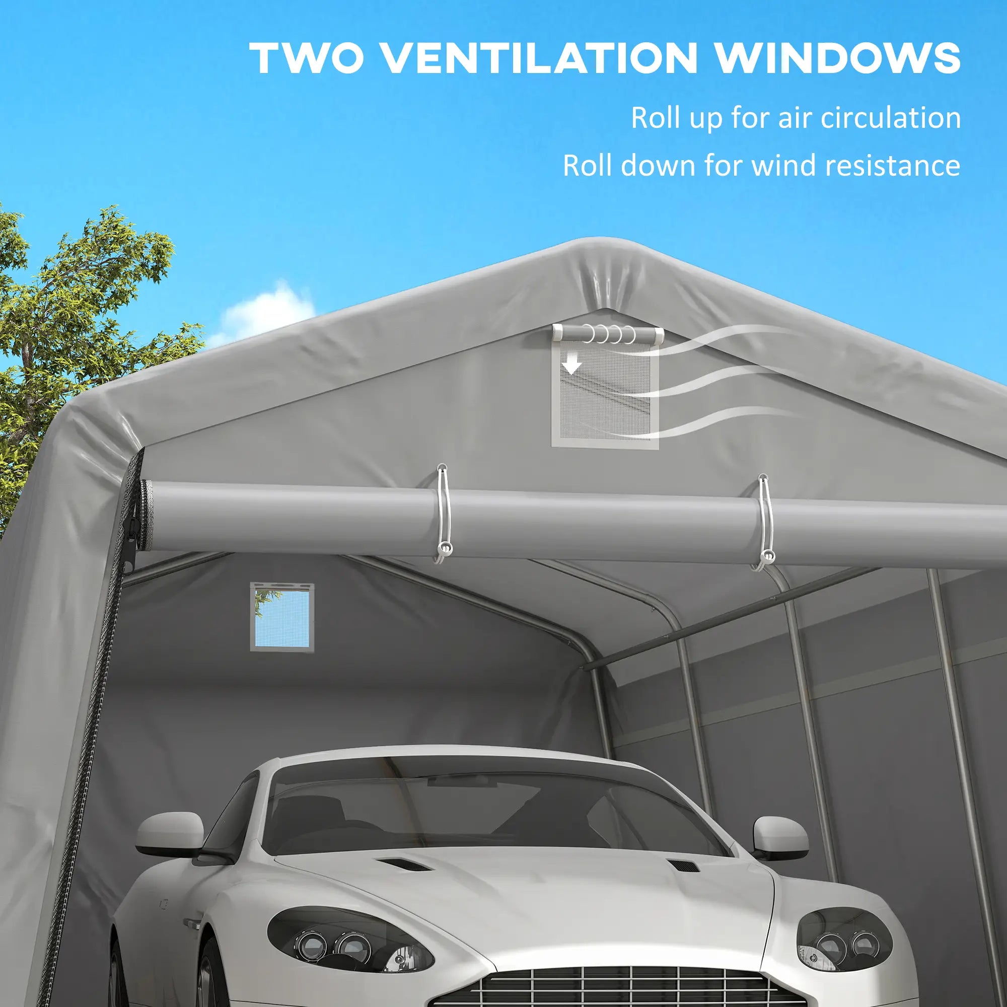11' x 20' Portable Garage, Heavy Duty Carport, Grey Car Shelters at Gallery Canada