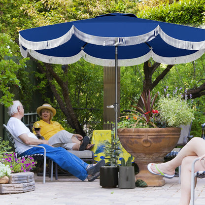 9FT Patio Umbrella, UPF 30+, Crank, 8 Ribs, Push Button Tilt, Blue Patio Umbrellas at Gallery Canada