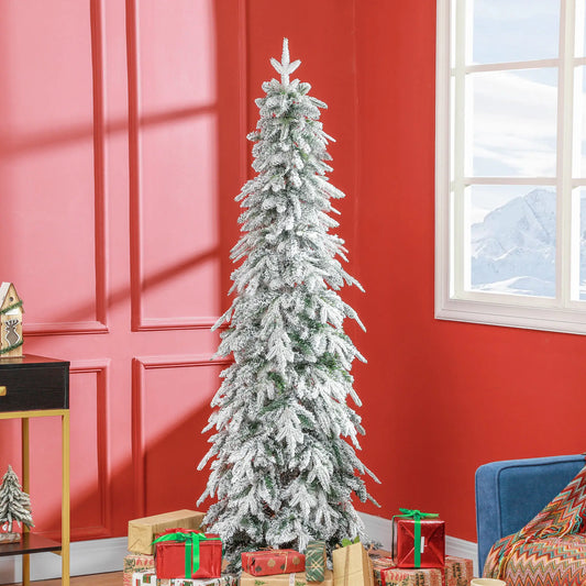 6ft Flocked Artificial Christmas Tree, 600 Tips, Auto Open, Steel Base, Green Flocked Christmas Trees Green at Gallery Canada