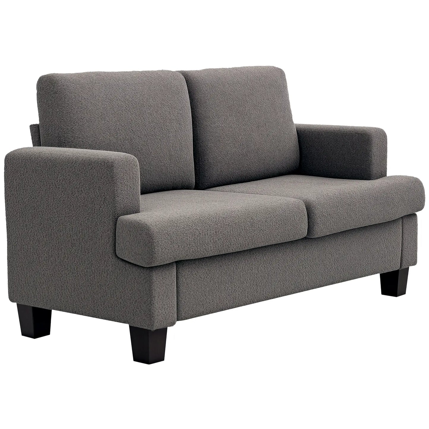 54.3" Loveseat Sofa, 2 Seater, Removable Cushions, Solid Wood Frame, Dark Grey 2-Seater Sofas at Gallery Canada