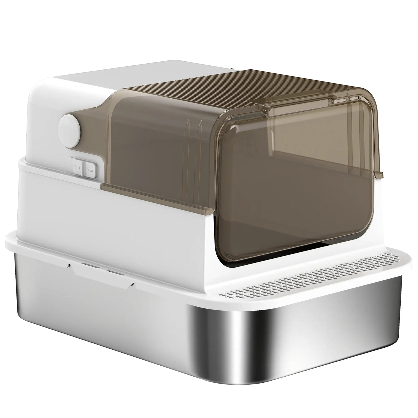 Stainless Steel Cat Litter Box, Easy Clean Enclosure, 27.6" L x 19.7" W x 18.3" H, White Cat Litter Box Enclosures Stainless steel, white, grey, transparent at Gallery Canada