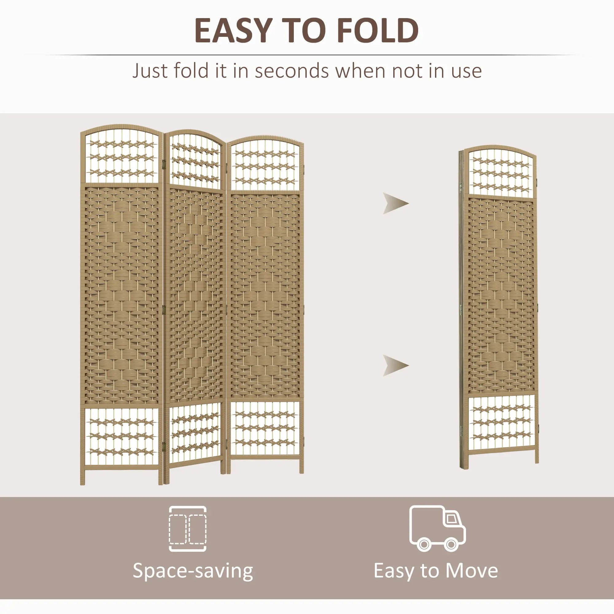 3 Panel Folding Room Divider, Portable Privacy Screen, Natural Room Dividers at Gallery Canada