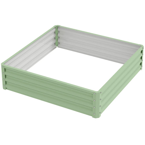 4' X 4' X 1' Raised Garden Bed, Galvanized Steel Planter, Light Green, Light Green
