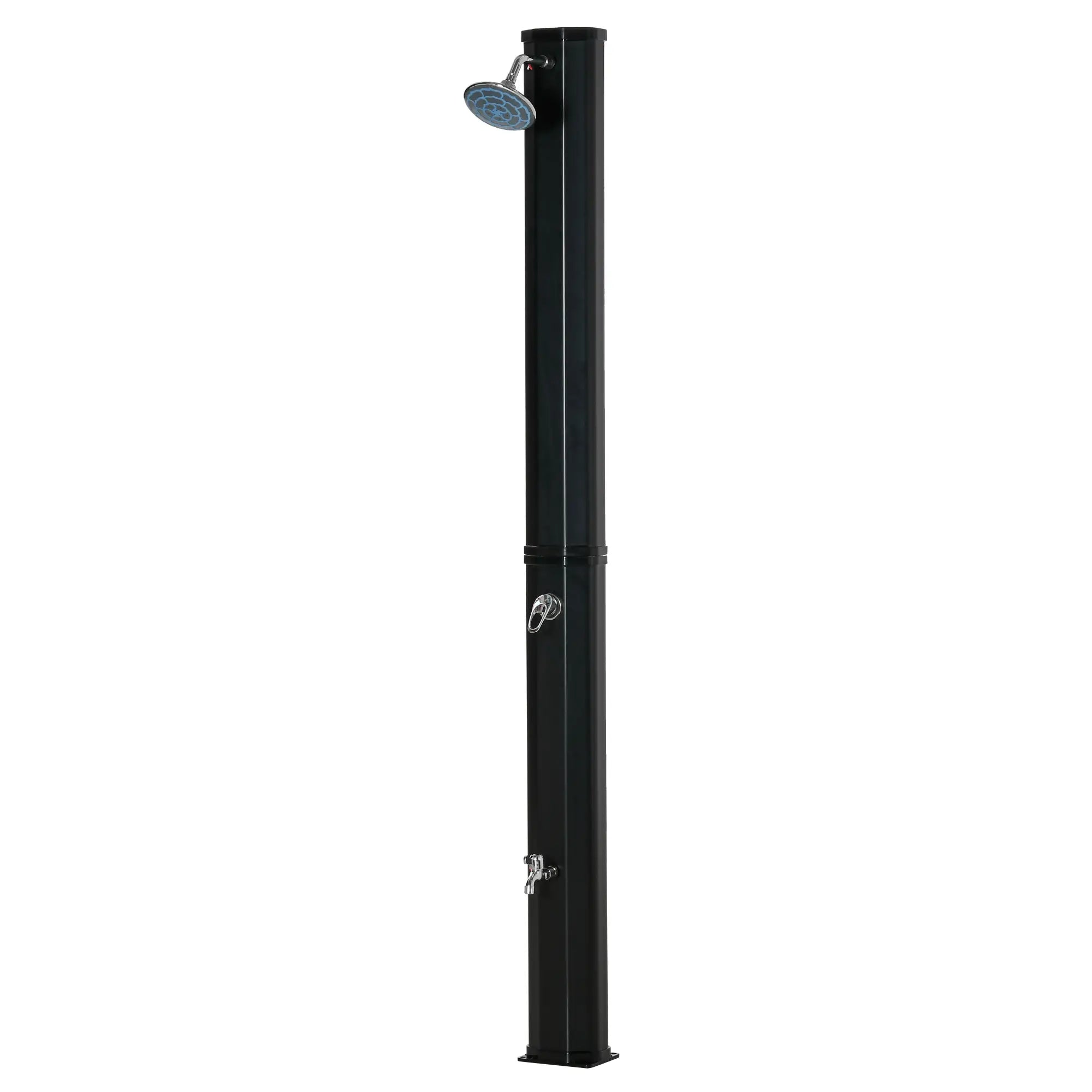7ft Solar Heated Outdoor Shower, 360 Rotating Head, Adjustable Temperature Outdoor Swimming Pools & Hot Tubs Sleek Black at Gallery Canada