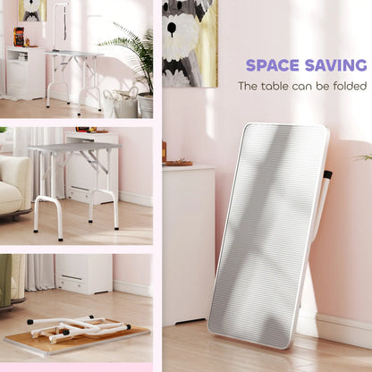 Foldable Pet Grooming Table, Adjustable Arm, Non-Slip Surface, Grey Dog Grooming Tables at Gallery Canada