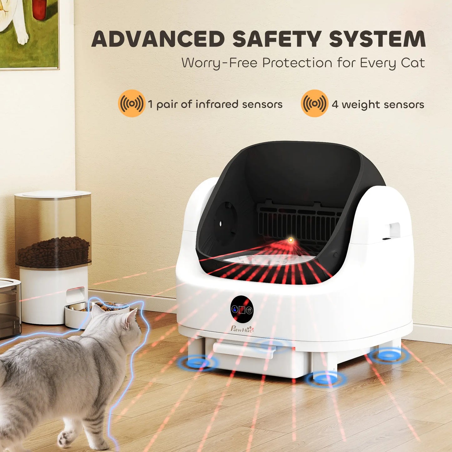 Open Top Self Cleaning Cat Litter Box, Automatic with Safety Protection Cat Litter Box Enclosures at Gallery Canada