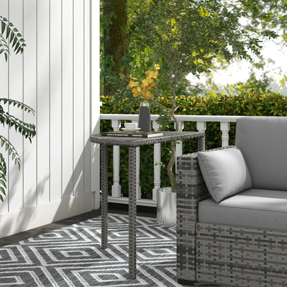 Half Round Side Table, PE Rattan Coffee Table, Metal Frame, Grey Patio Side Tables at Gallery Canada
