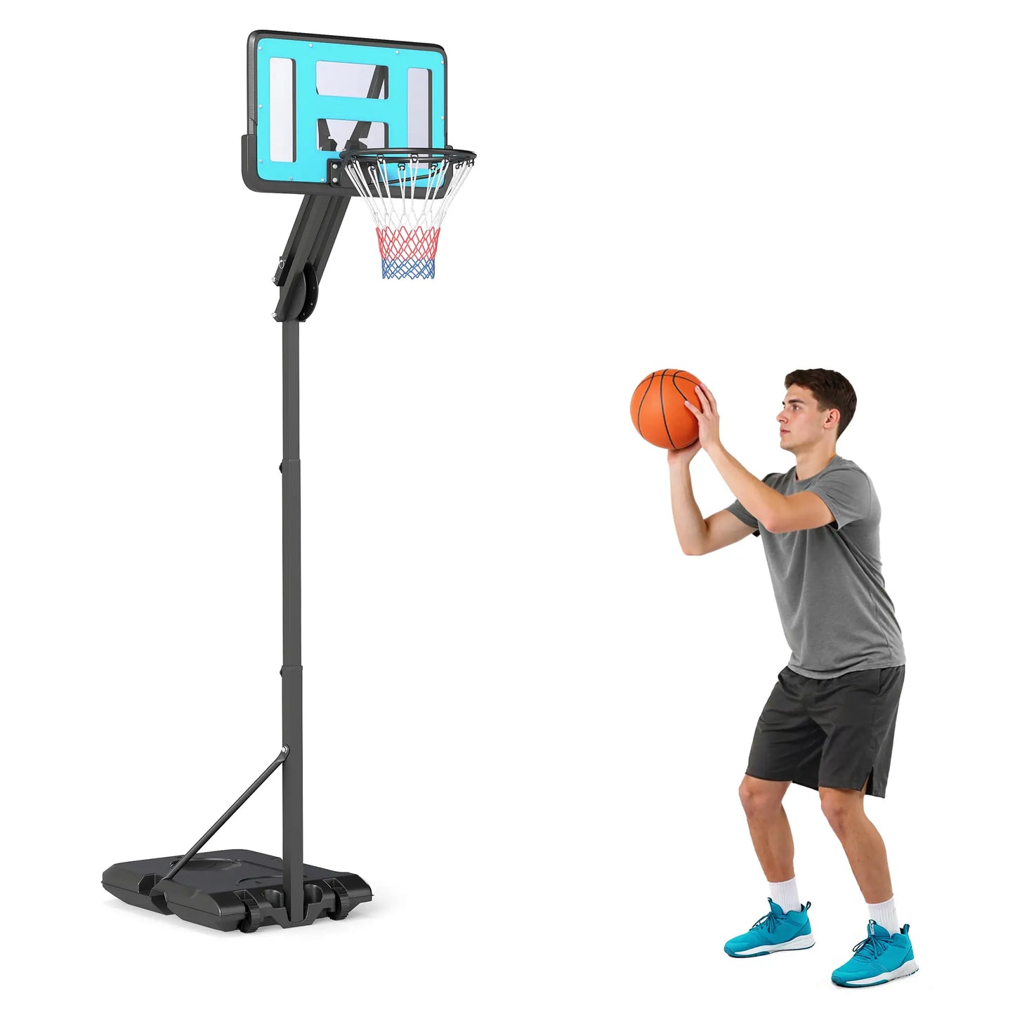 Outdoor Basketball Hoop, Shatterproof Backboard, 57.5"-92.9", Black Basketball at Gallery Canada