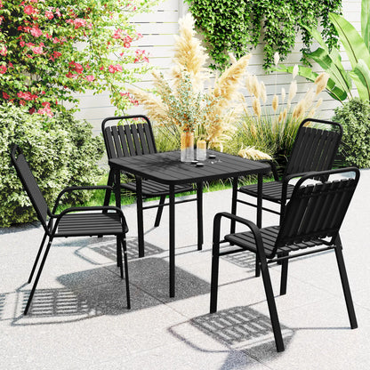 Stackable Outdoor Dining Chairs, Set of 4, Patio, Balcony, Black Patio Chairs at Gallery Canada