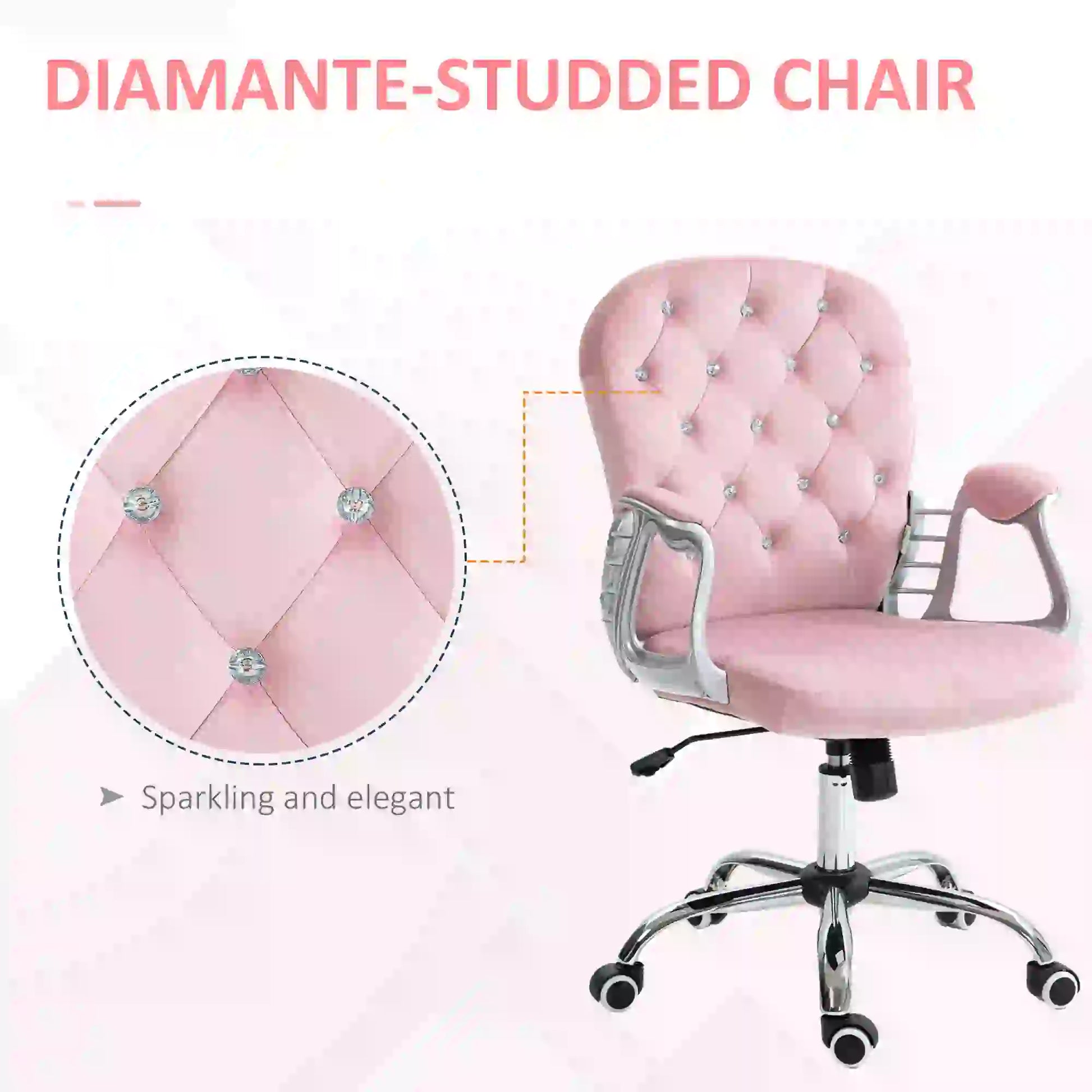 Adjustable Height Office Chair, Tufted Back Computer Desk Chair, Pink Task Chairs at Gallery Canada