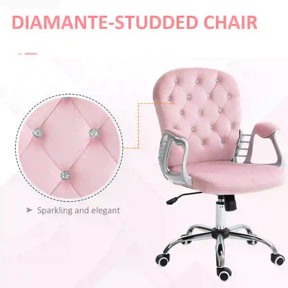 Adjustable Height Office Chair, Tufted Back Computer Desk Chair, Pink Task Chairs at Gallery Canada