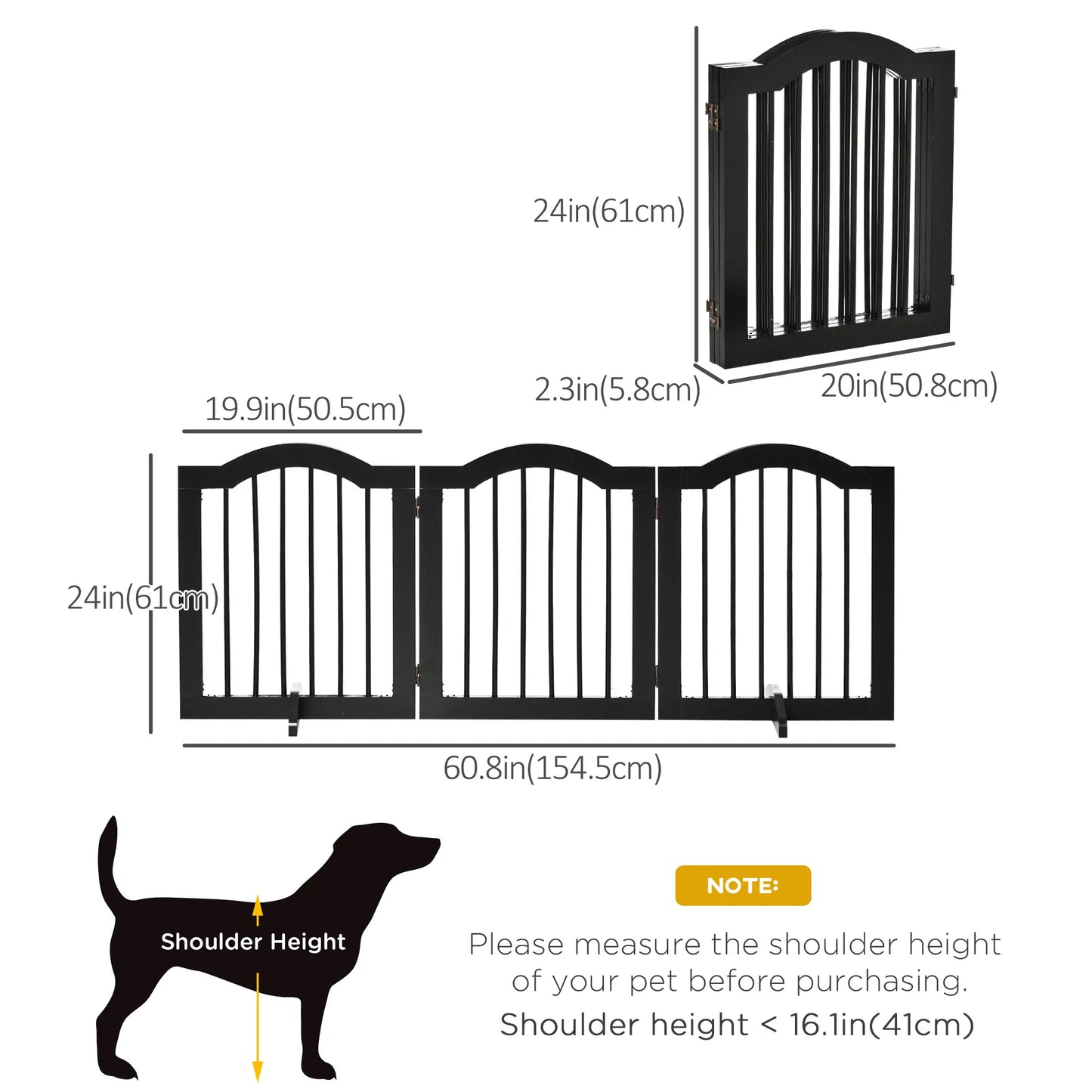 24"H Foldable Dog Gate, 3 Panels, Freestanding Pet Barrier, Black Houses, Kennels & Pens at Gallery Canada