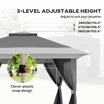 11.7' x 11.7' Pop Up Canopy Tent, UPF50+ Sun Shelter with Netting, Wheeled Bag Pop Up Canopies at Gallery Canada