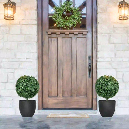 Artificial Boxwood Trees, Set of 2 Ball Topiary, UV Resistant Artificial Trees at Gallery Canada