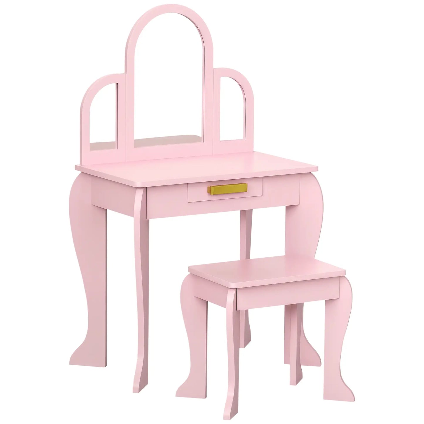 Kids Dressing Table and Chair Set, Makeup Desk with Drawer, 3-6 Years, Pink Kids Bedroom Furniture Pink at Gallery Canada