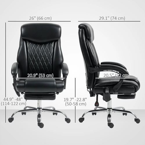 6 Point Massage Office Chair with Remote, Ergonomic Reclining Computer Desk Chair with Footrest, Side Pocket, Black