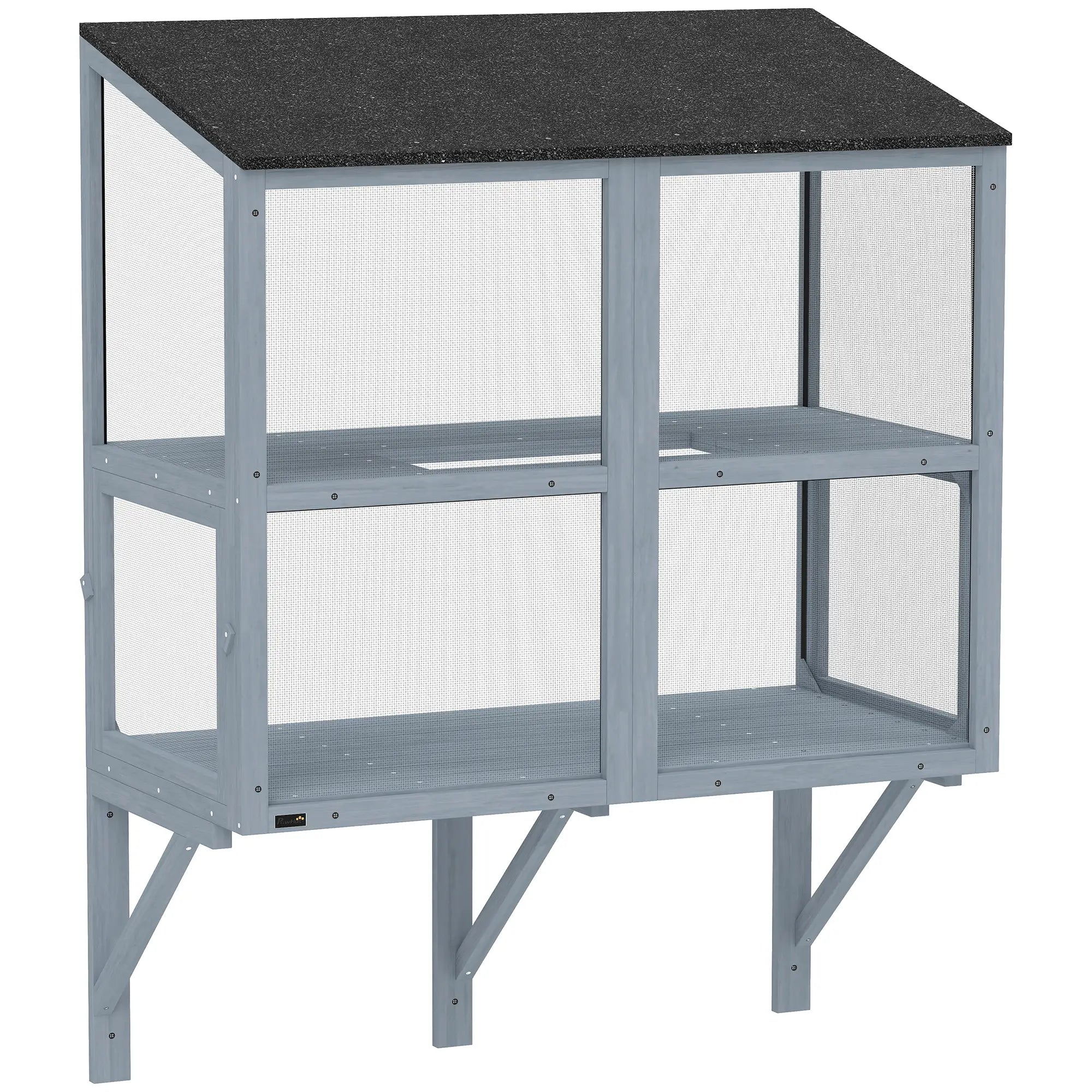 Outdoor Cat Enclosure, Wall-Mounted 2-Level, Waterproof Roof, 39.4