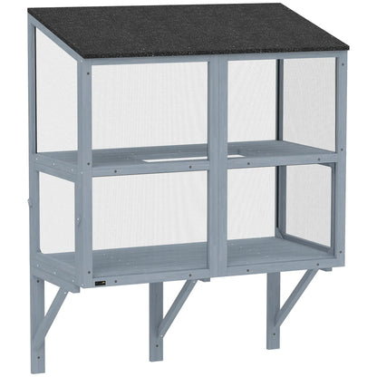 Outdoor Cat Enclosure, Wall-Mounted 2-Level, Waterproof Roof, 39.4", Grey Outdoor Cat Enclosures at Gallery Canada
