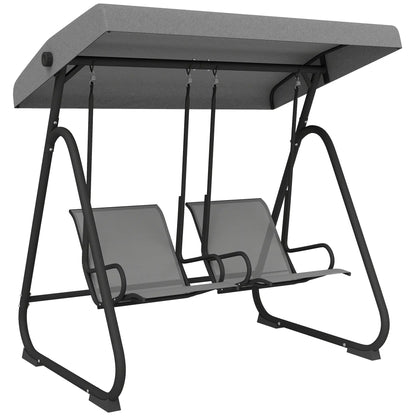 Patio Swing Chair w/Adjustable Canopy Outdoor Porch Swing Glider w/Dual Independent Seats 2-Seat Grey Patio Swings with Stand at Gallery Canada