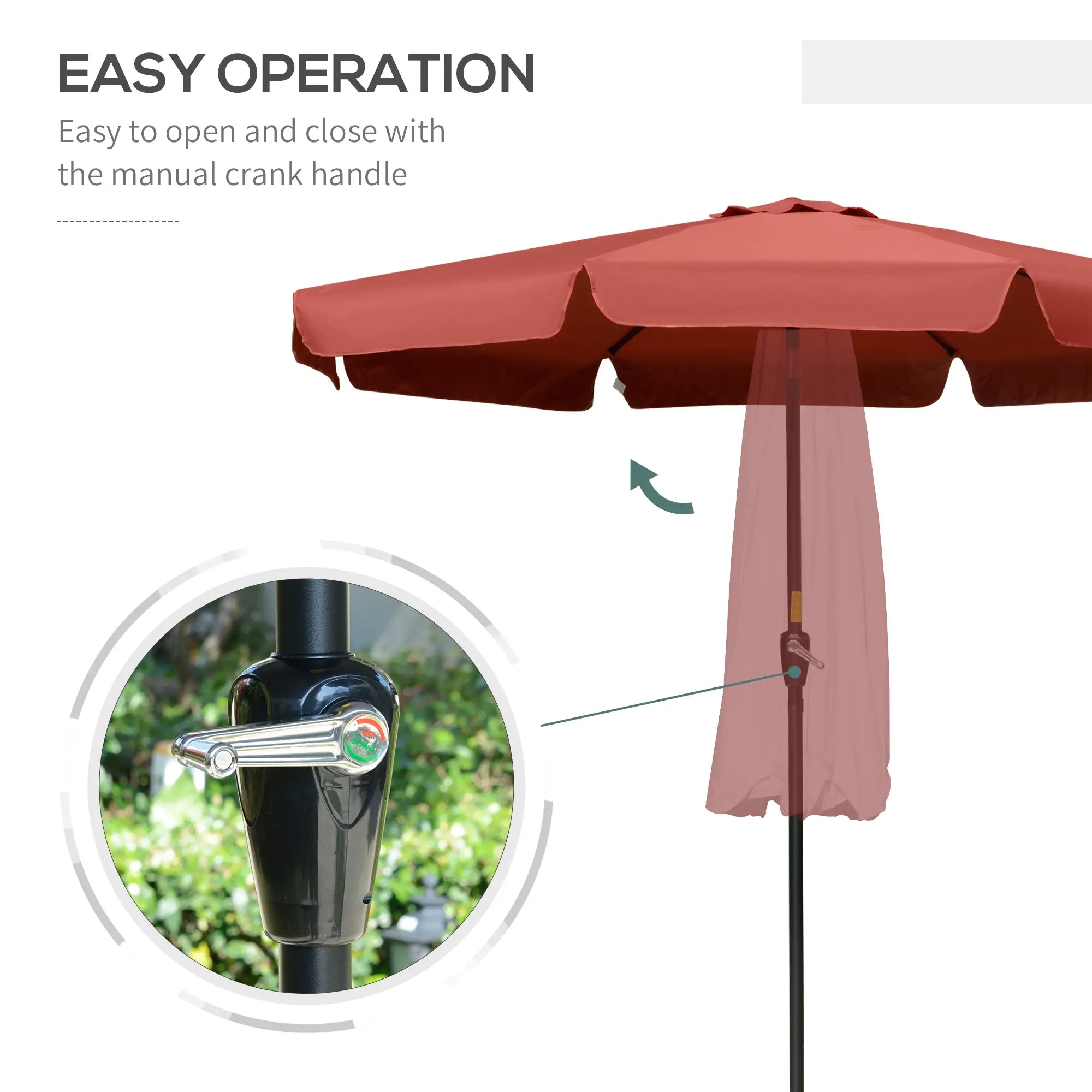 8.5 ft Round Patio Umbrella, Tilt and Crank, Wine Red Sun Umbrellas at Gallery Canada