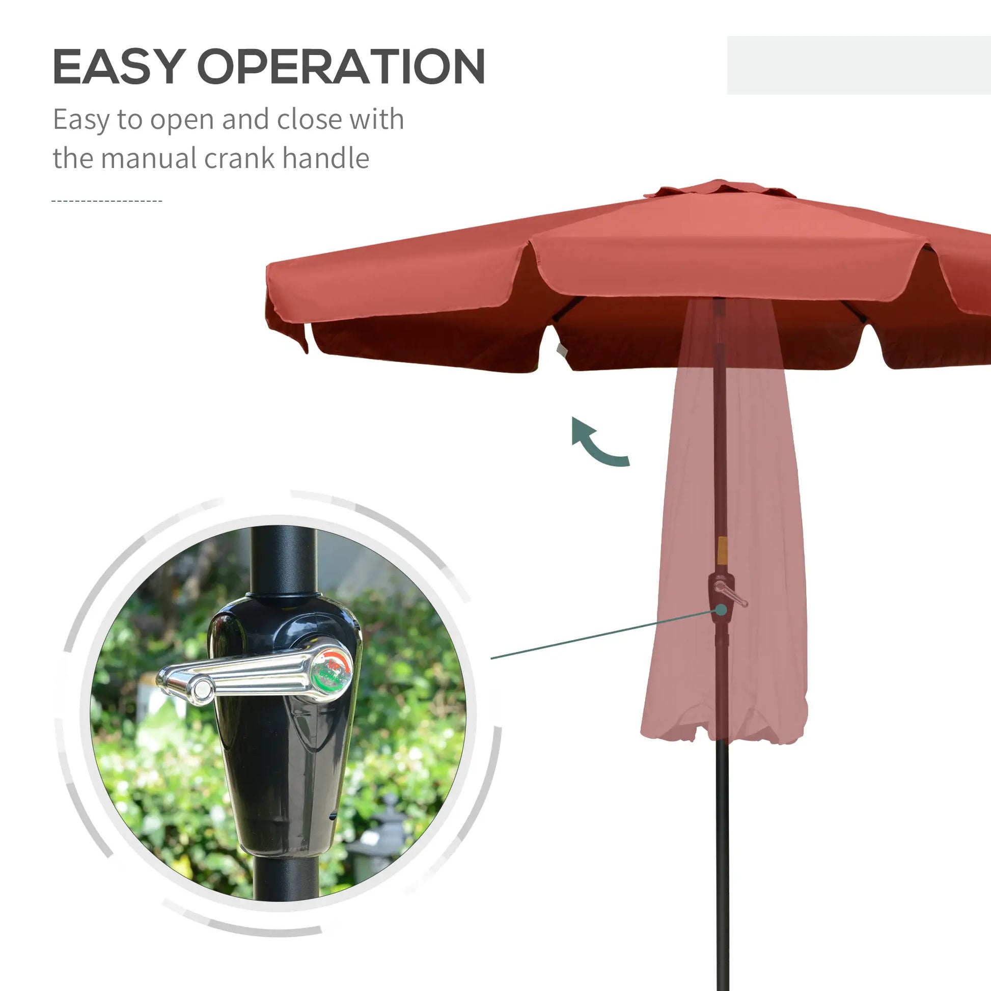 8.5 ft Round Patio Umbrella, Tilt and Crank, Wine Red Sun Umbrellas at Gallery Canada