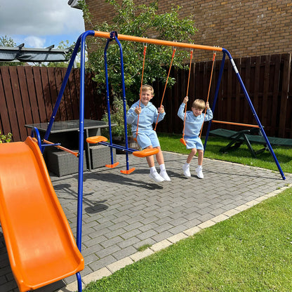4 in 1 Metal Swing Set, Double Swings, Glider, Slide, Ladder, Multicolored Gym Sets & Swings at Gallery Canada