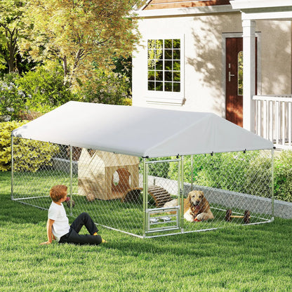 Outdoor Dog Run With Adjustable Bowls, Waterproof Cover, 13.1' x 7.5' x 5.2' Houses, Kennels & Pens at Gallery Canada
