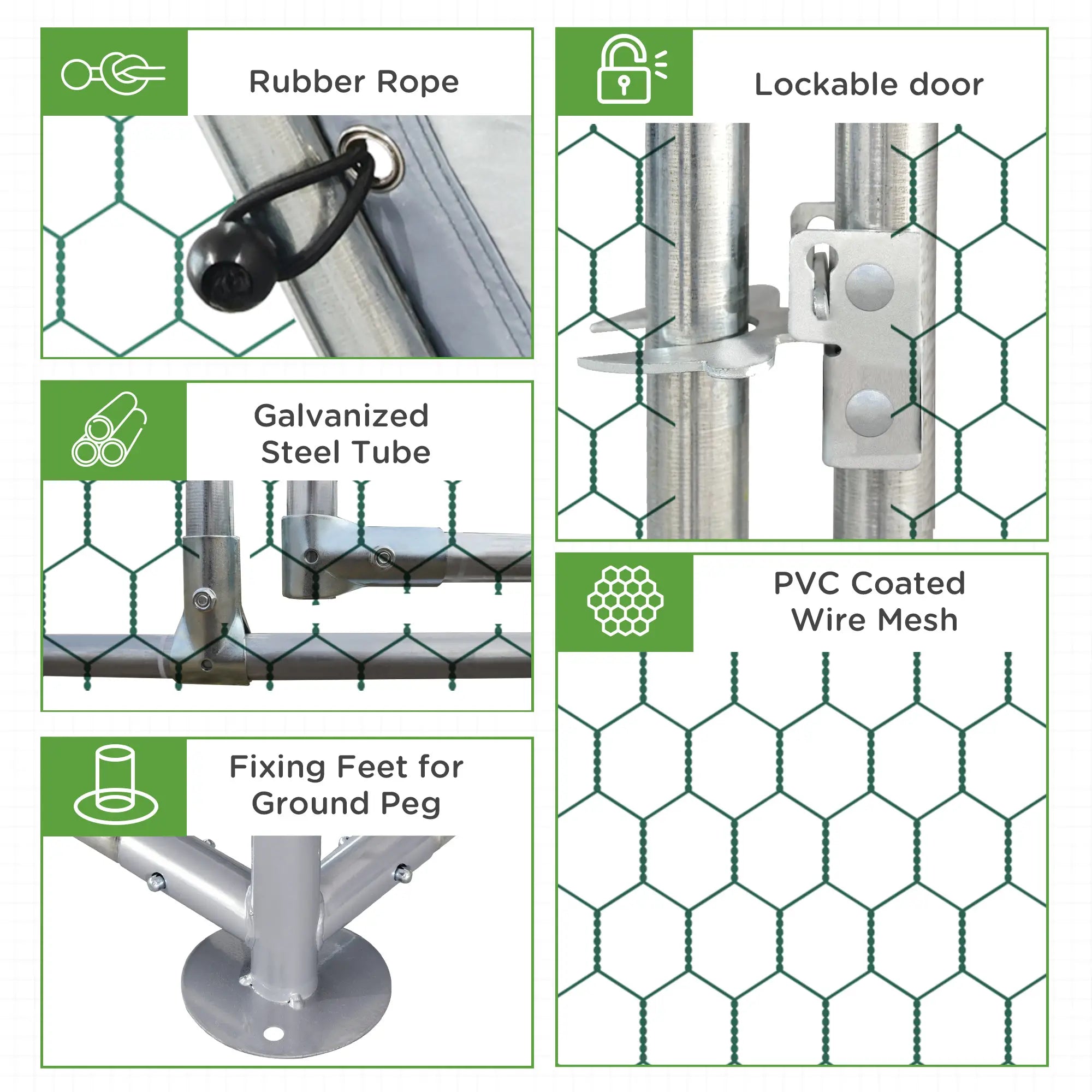 Large Metal Chicken Coop, Walk-In Enclosure, 9.2' x 24.9' x 6.5', Silver Chicken Coops at Gallery Canada