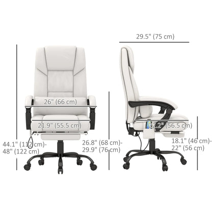 6-Point Vibration Massage Chair, Adjustable Height, Reclining, White Massage Chairs at Gallery Canada