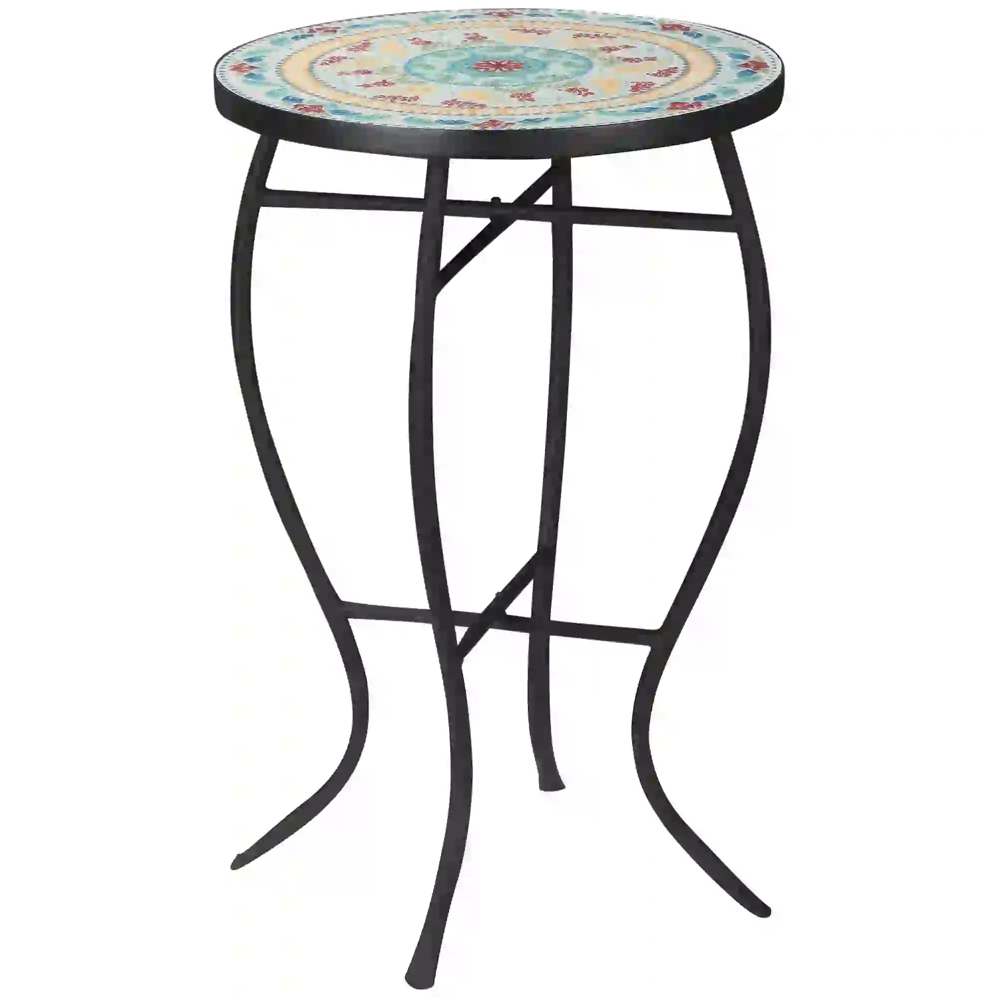Round Mosaic Patio Table, Metal Frame, Outdoor Garden Furniture, Multicolor Patio Side Tables at Gallery Canada