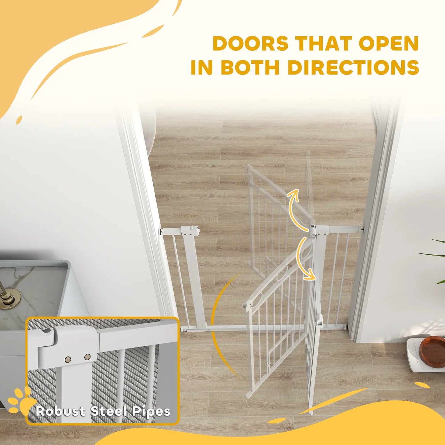 38" Extra Tall Dog Gate With Cat Door, 2 Extension Kits, 30"-41" Width Houses, Kennels & Pens at Gallery Canada